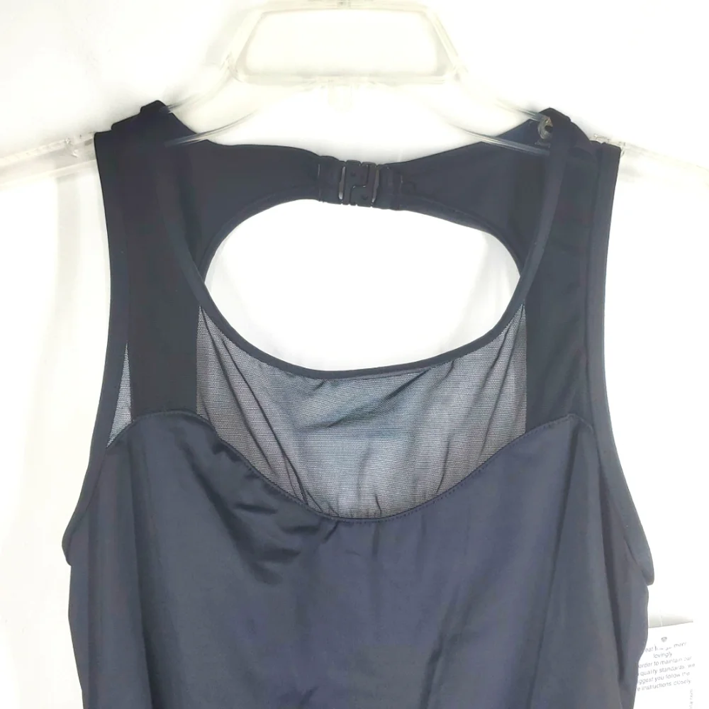 Vintage Carabella Black Mesh One-Piece Swimsuit Size 14 Sheer Panel Bathing Suit - Picture 2 of 12